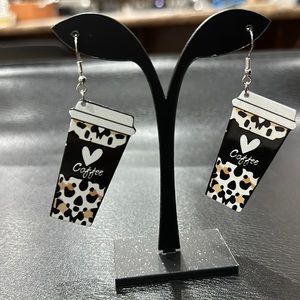 Border New Earrings Leopard Print Love Acrylic Coffee Cup Earrings Female